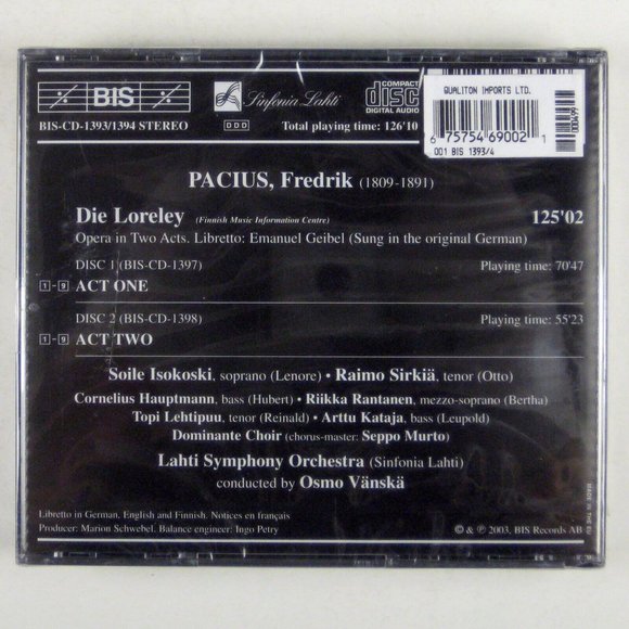Pacius Die Loreley Vanska, Isokoski, Sirkia, Lahti SO etc by Soile Isokoski 2 CD - Picture 3 of 3